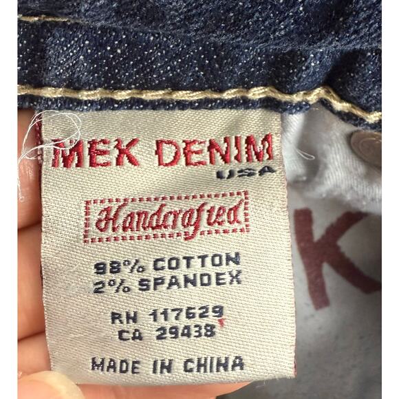 MEK Denim Jeans Women W24 L34 Blue Oaxaca Bootcut Stretch Back Embroidery - Picture 11 of 13